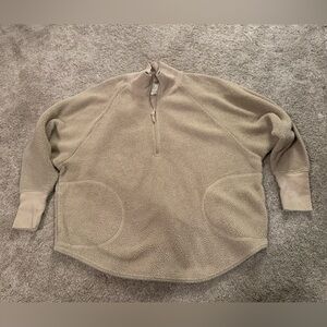Offline by Aerie Sherpa Quarter Zip Pullover – Oatmeal Beige – Small